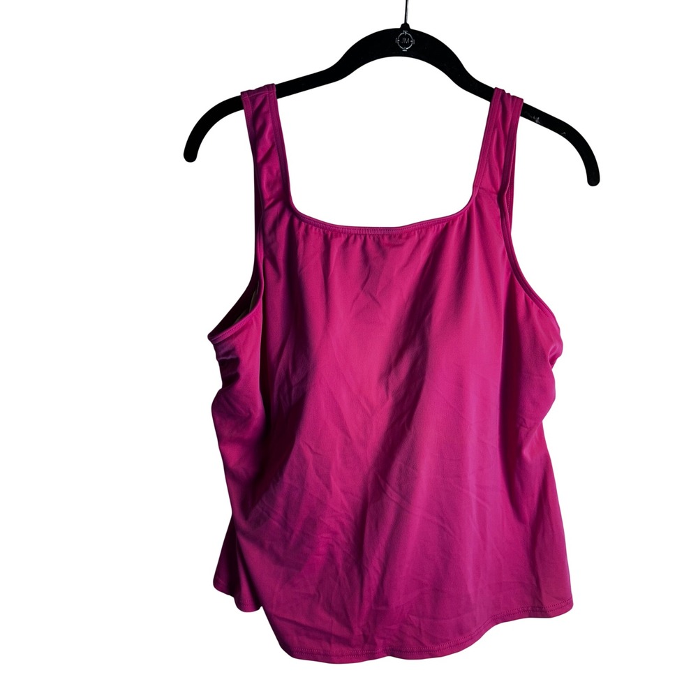 L.L. Bean Tankini Top Size 18 Regular Pink Square Neck Swimwear Women